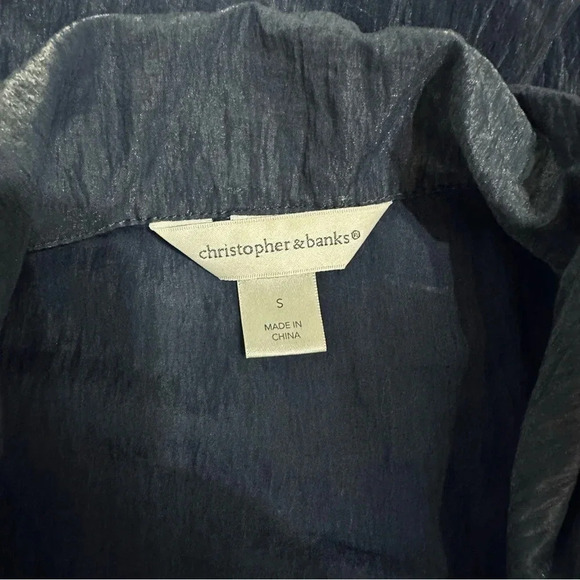 Christopher + Banks S metallic blue wrinkled lightweight jacket - Picture 5 of 6